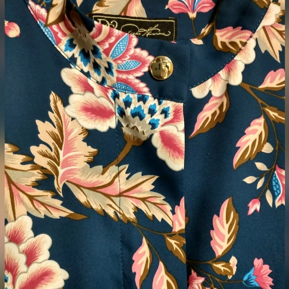 DG2 Navy Floral Bomber Jacket Zip Front Long Sleeve Size L - Picture 6 of 6